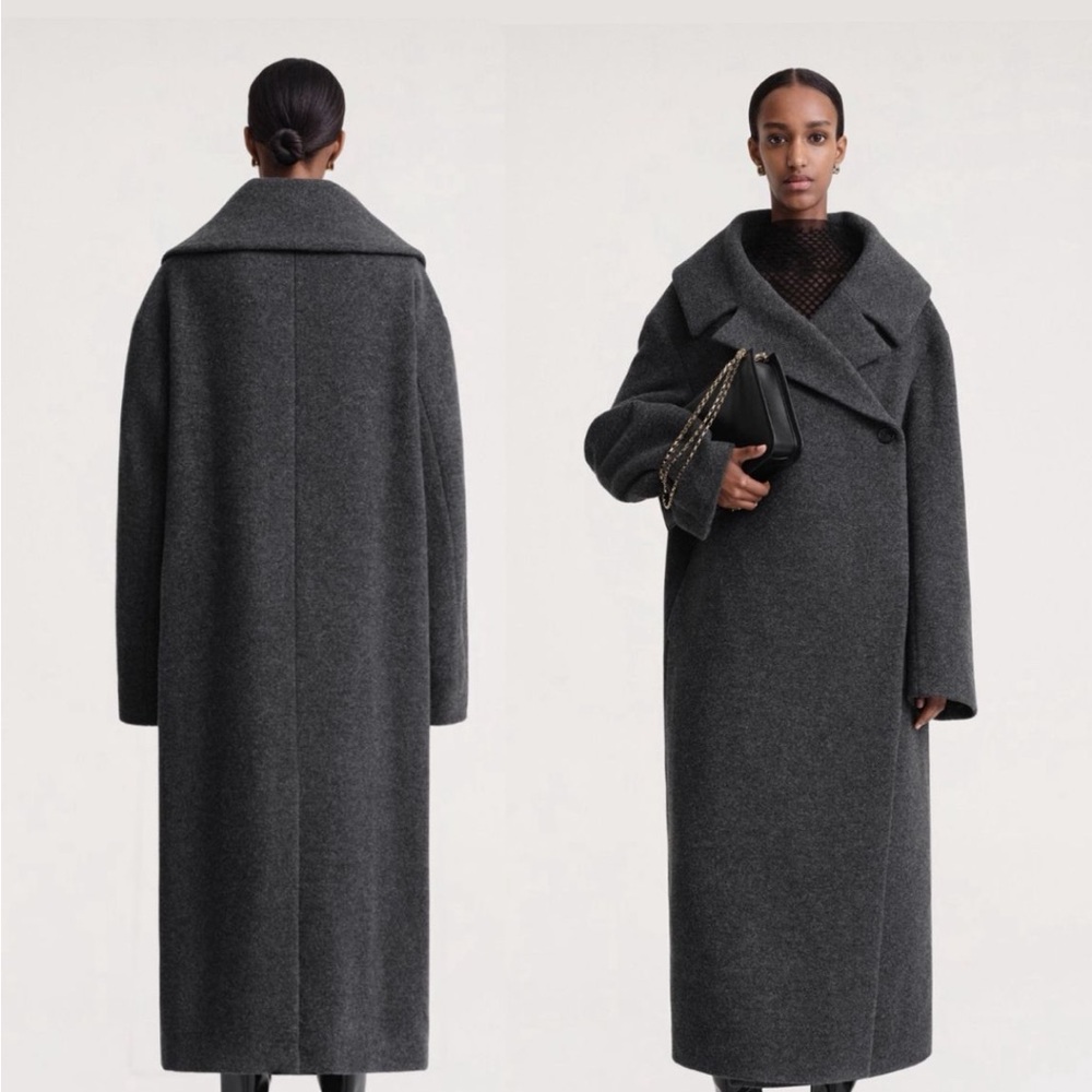 Toteme Charcoal Gray Wool Blend Coat
